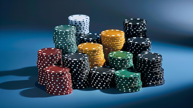 Zdjęcie stosy to żetony do pokera zabezpieczone w wizualnie intrygującym tablicy i przestrzeni generatywna sztuczna inteligencja
