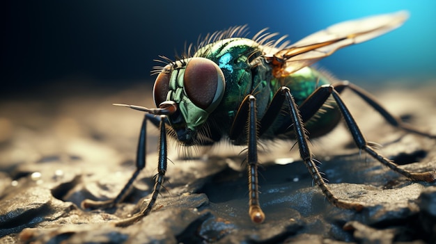 Zdjęcie straszna mucha domowa z owłosionymi nogami zdjęcie fotograficzne natury ai wygenerowało sztukę