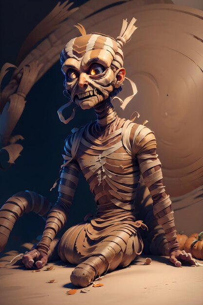 Straszna zła mumia na grobowcu starożytnego Egiptu Halloween Mitologia starożytnego Egiptu