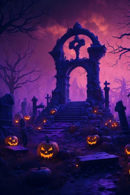 Straszne tło cmentarza halloween