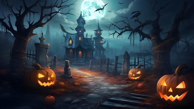 straszne tło Halloween i projekt transparentu dyni halloween