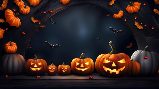 Straszny baner lub plakat halloween z dyniami