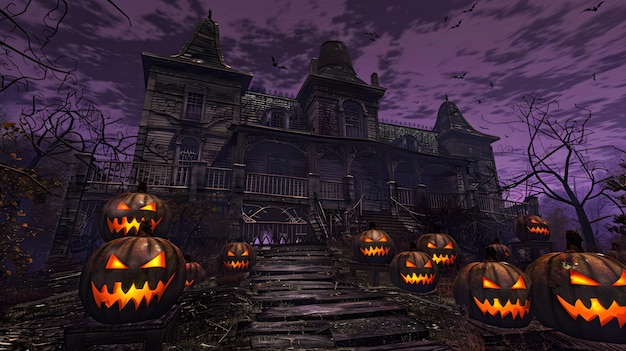 Straszny dom nawiedzony noc Halloweena
