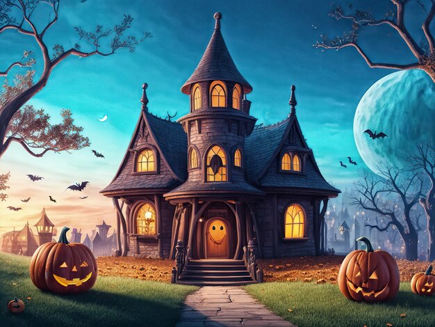 Straszny gotycki zamek na festiwalu Halloween ai generative