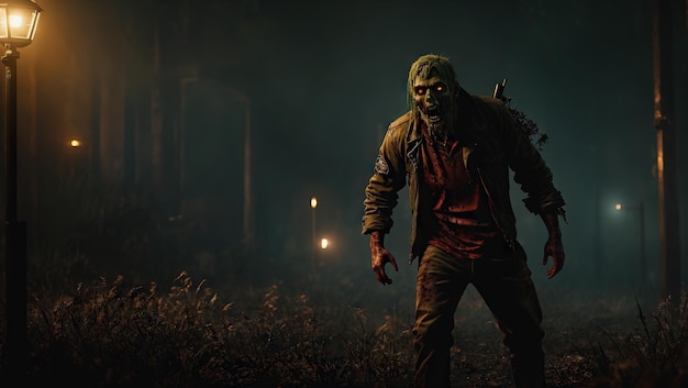 Straszny leśny tło halloween zombie