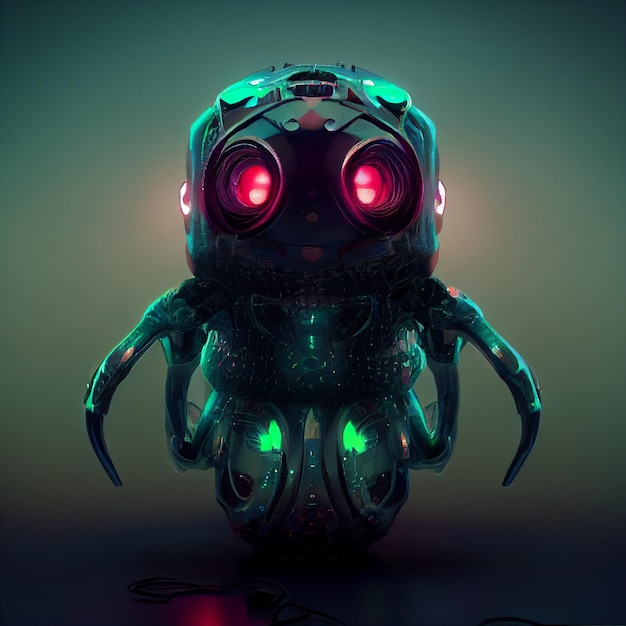Straszny portret robota zwierzęcego Futurystyczna ilustracja cyborga