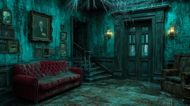 Straszny vintage wnętrze Dark Fantasy House