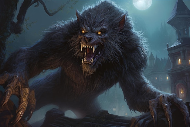 Straszny wilkołak fantasy zwierzę Generuj Ai