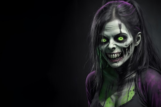 Straszny zombie z krwawą twarzą Halloweenowy potwór