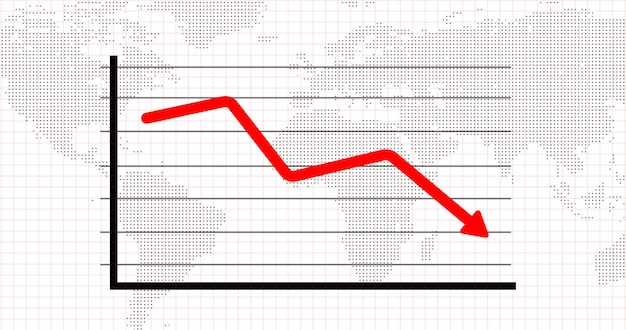 Strata biznesowa spowodowana przez covid Wykres biznesowy pokazujący wzrost w dół z koncepcją straty biznesowej strzałki 4k