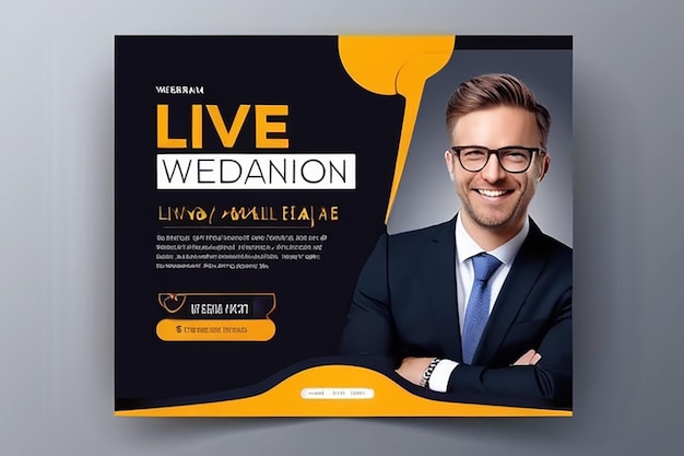 Strategie marketingowe zaproszenie do webinaru na żywo i szablon postów w mediach społecznościowych Projekt zaproszenia do webinara biznesowego