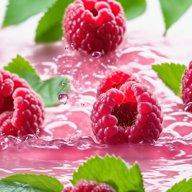 Strawberry Splash na białym tle generowane za pomocą sztucznej inteligencji