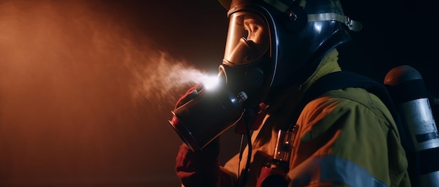 Zdjęcie strażak w sprzęcie przeciwpożarowym generacyjna sztuczna inteligencja