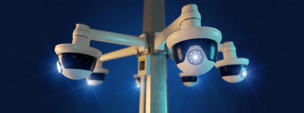 Street security cctv camera isolated on-3d rendering