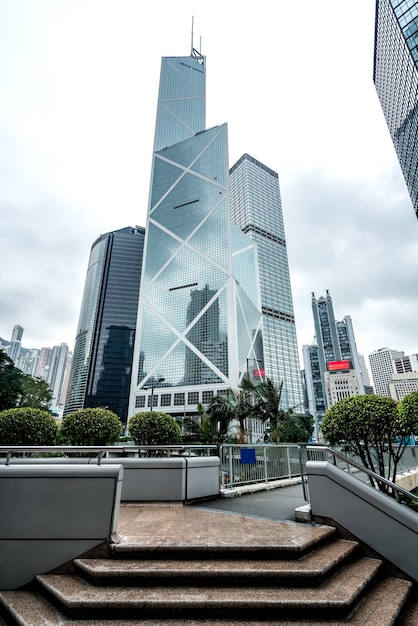 Street View w Hongkongu i szkło drapaczy chmur