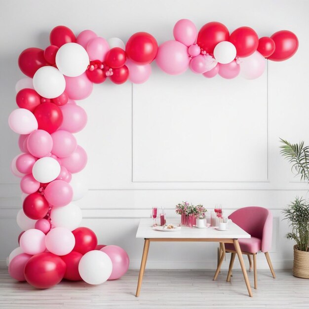Zdjęcie strefa zdjęć z balonami urodzinowymi na tablicy