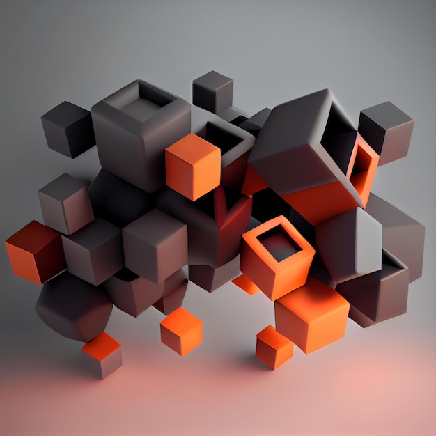 Streszczenie 3D Render Cube kształt geometryczne tło
