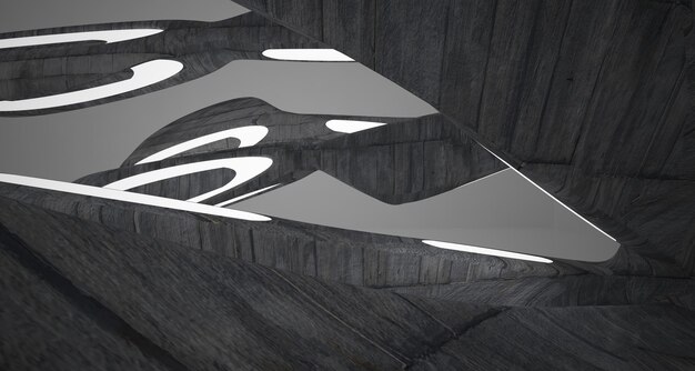 Streszczenie betonowe wnętrze z oświetleniem neonowym ilustracja 3D i renderowanie