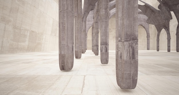 Streszczenie betonu gotyckiego wnętrza ilustracji 3D i renderowania