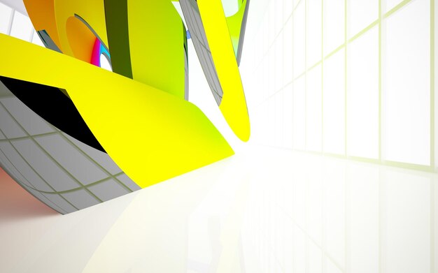 Streszczenie białe i kolorowe gradientowe okulary parametryczne wnętrze z ilustracją 3D okna