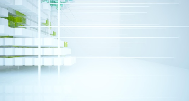 Streszczenie białe i kolorowe okulary gradientowe wnętrze z tablicy kostek z oknem 3D