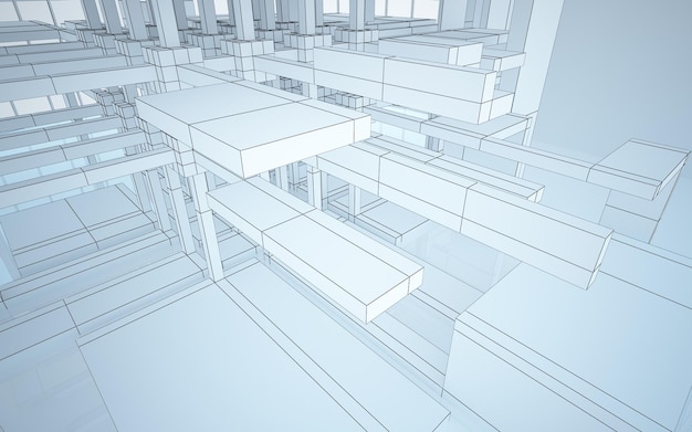 Streszczenie białe wnętrze podkreśla przyszłość Rysunek wielokąta Architektoniczne tło 3D