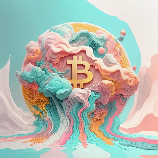 Streszczenie Bitcoin Ilustracja W Pastelowych Kolorach Generaive Ai