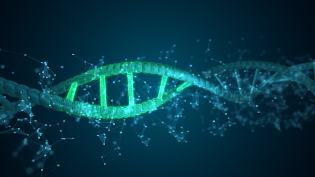 Streszczenie cyfr Cząsteczka skanująca DNA Dla biologii, biotechnologii, chemii, nauki, medycyny, kosmetyków, medycyny, tła