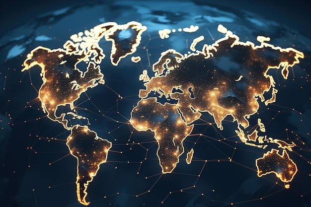 Zdjęcie streszczenie cyfrowa mapa świata