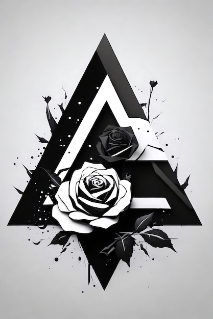 Zdjęcie streszczenie czarnego trójkąta i róży