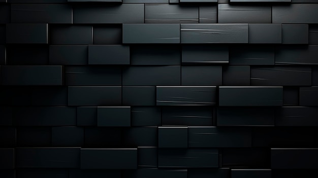 Streszczenie czarny ceglany mur tła renderowania 3d 3d illustrationAI Generowane