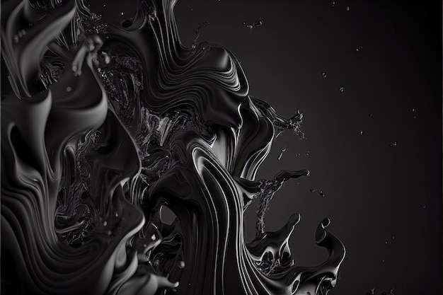 Streszczenie drogie tło 3D ilustracja czarne matowe plamy cieczy na szarym tle