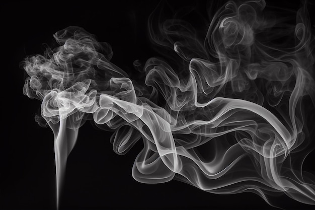 Streszczenie dymu porusza się na czarnym tle Element projektu Abstrakcyjne tekstury generatywne ai