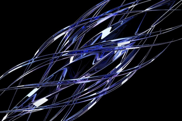 Streszczenie dynamiczny kształt kropli z niebieskimi gładkimi przedmiotami, boki na czarno na białym tle. Ilustracja i renderowanie 3D. Elegancka linia tła.