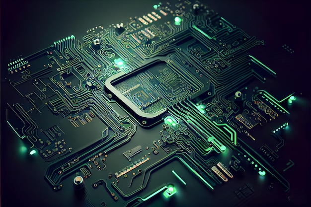 Streszczenie Electronic Circuit Board Background ai generowane sztuki