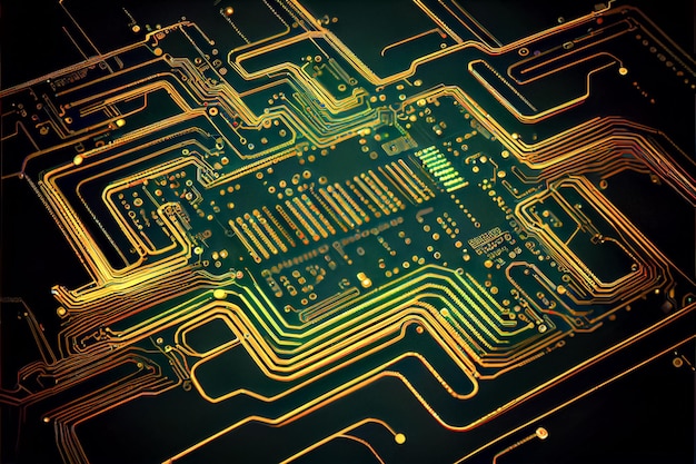 Streszczenie Electronic Circuit Board Background ai generowane sztuki