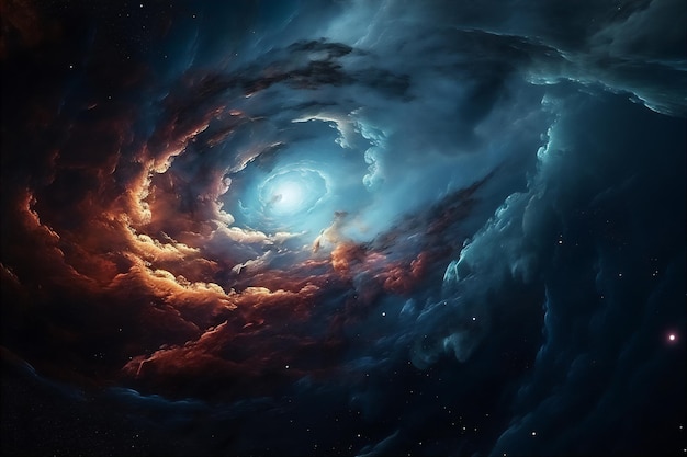 Streszczenie kolorowa galaktyka spiralna w kosmicznej mgławicy międzygwiezdnej realistyczny wirujący wir ai generowany