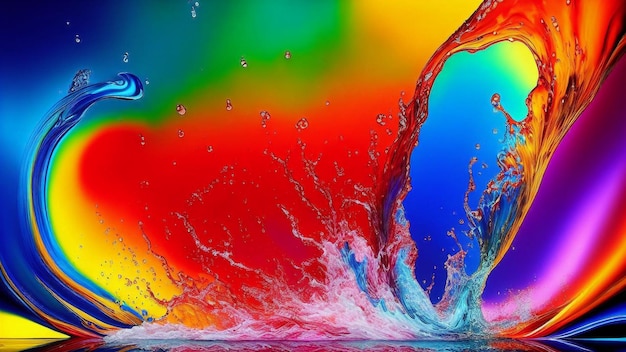 Streszczenie Kolorowy Plusk Na Generatywnej Sztuce Fali Wodnej Autorstwa Ai