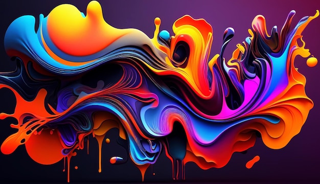 Streszczenie kolorowy płyn gradientowy rośnie w ciemnej ilustracji