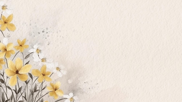 Streszczenie kwiatowy biały i żółty kwiat akwarela tło na papierze