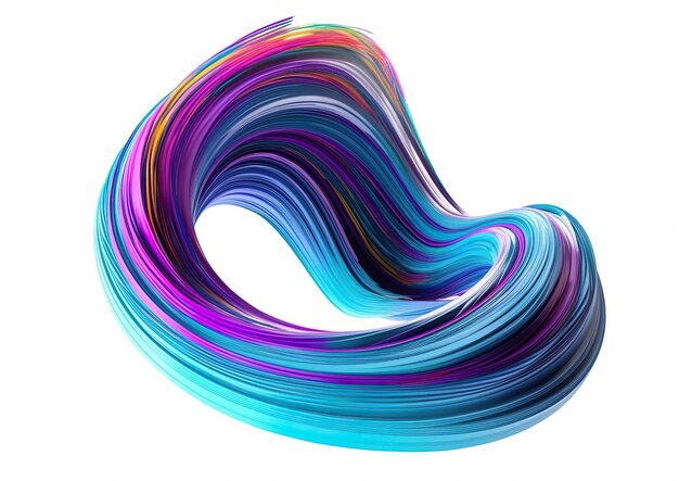 Streszczenie opalizujący kształt 3d render kolorowe spirali