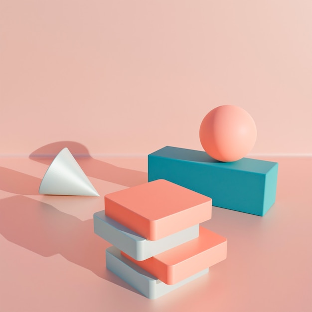 Streszczenie pastelowy kolor geometryczny kształt tła, nowoczesny minimalistyczny na podium lub prezentacja, renderowanie 3d.