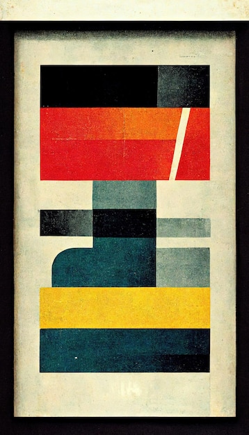 Streszczenie plakat Bauhaus grunge vintage papier retro geometryczne kształty czarny pomarańczowy żółty tło