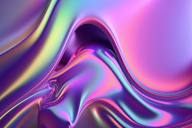 Streszczenie płyn opalizujący holograficzny neon zakrzywiona fala w tle ruchu