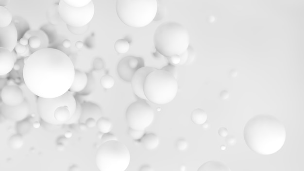 Streszczenie pływające bąbelki białe w renderowaniu 3d
