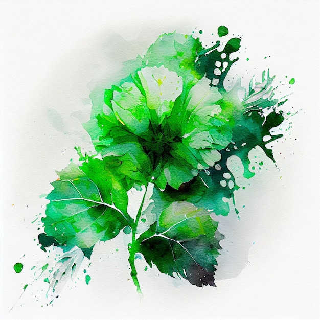 Streszczenie podwójnej ekspozycji akwarela zielony kwiat ilustracja cyfrowa