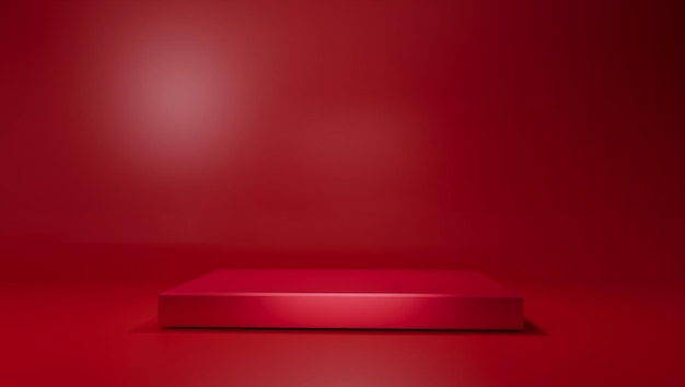 Streszczenie prostokątne podium na czerwonym tle ilustracja 3d