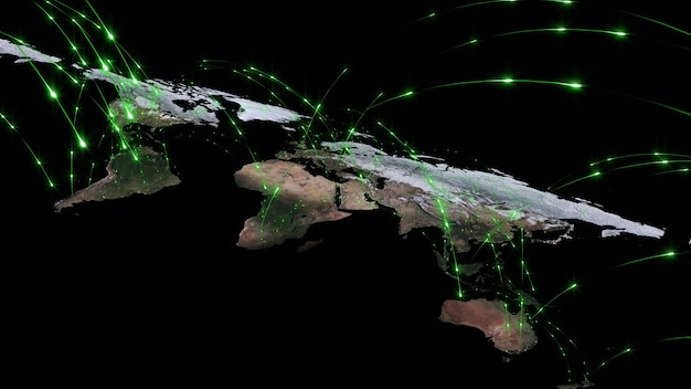 Streszczenie renderowania 3D światowej sieci internetowej i koncepcji globalnego połączenia