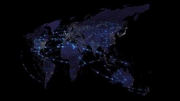 Streszczenie renderowania 3D światowej sieci internetowej i koncepcji globalnego połączenia