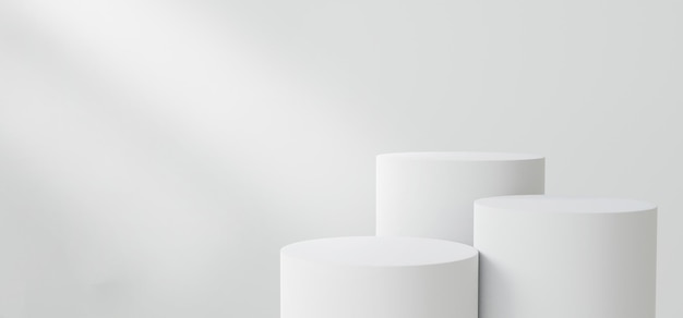 Streszczenie renderowania 3d z białym cieniem kształtów geometrycznych, koło makieta podium na podłodze. Platformy do prezentacji produktu, projektowania kompozycji, prezentacja produktu to czarna kopia w stylu minimalistycznym wyprzedaż